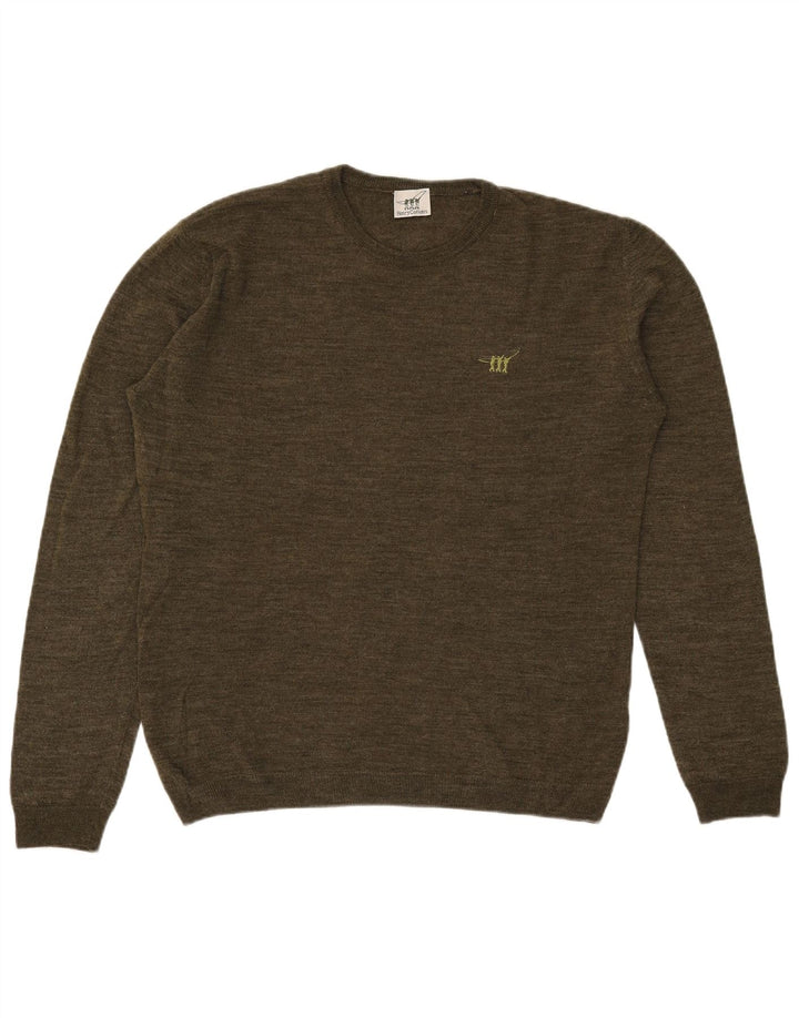 Męski sweter z okrągłym dekoltem Henry Cottons, duża wełna khaki