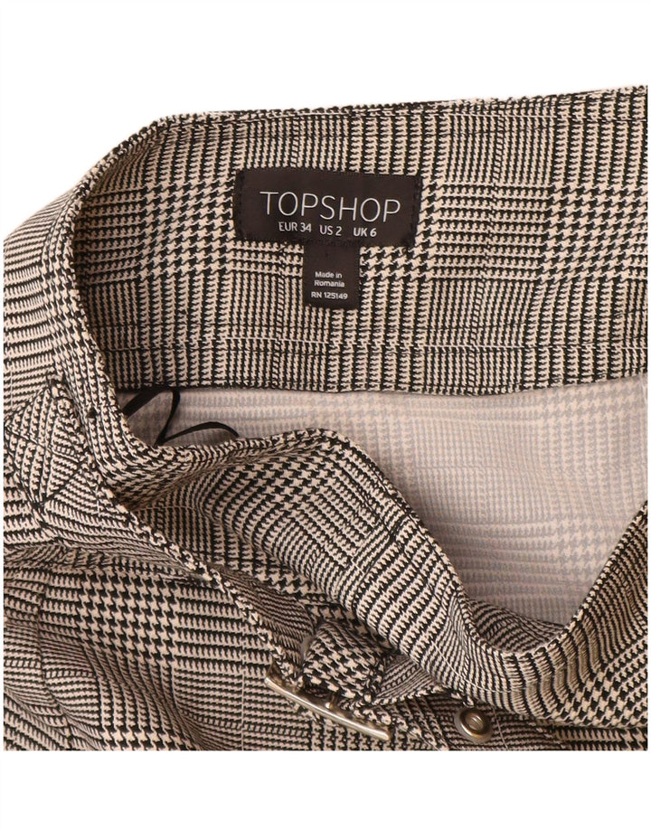 Damska spódniczka mini Topshop UK 6 XS W24 Szara, poliestrowa kratka