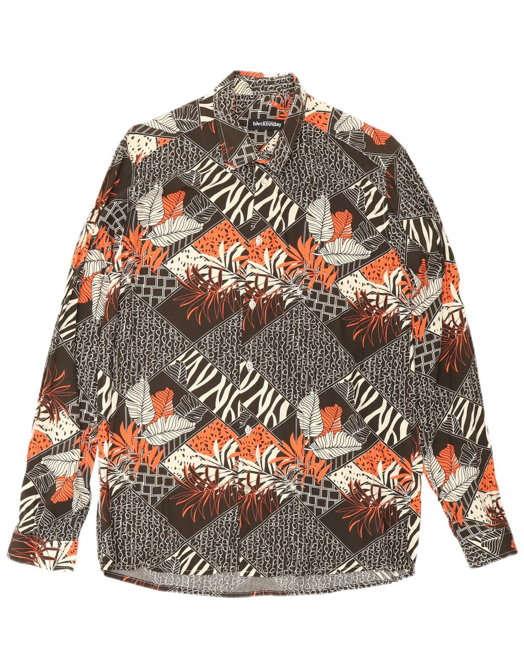 Koszula męska VINTAGE w abstrakcyjny wzór, średnio brązowa wiskoza