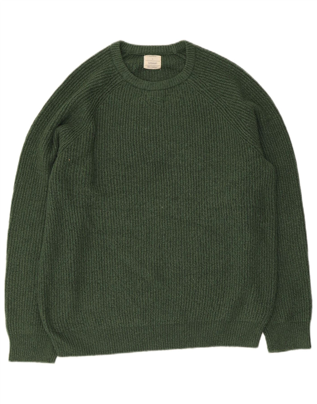 Marks & Spencer Męski sweter z okrągłym dekoltem, duży, zielony poliamid