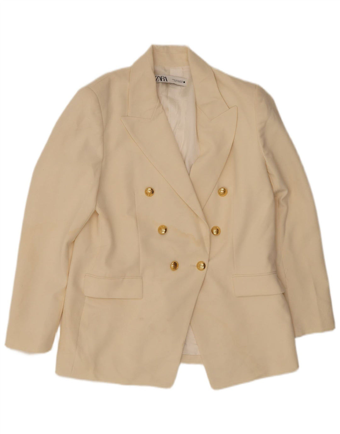 Damska marynarka z podwójnymi piersiami Zara UK 14 XL Off White Poliester