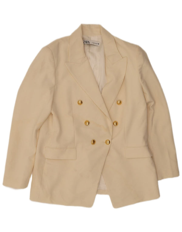 Damska marynarka z podwójnymi piersiami Zara UK 14 XL Off White Poliester