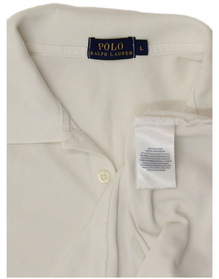 Damska koszulka polo Polo Ralph Lauren, duża, z białej bawełny