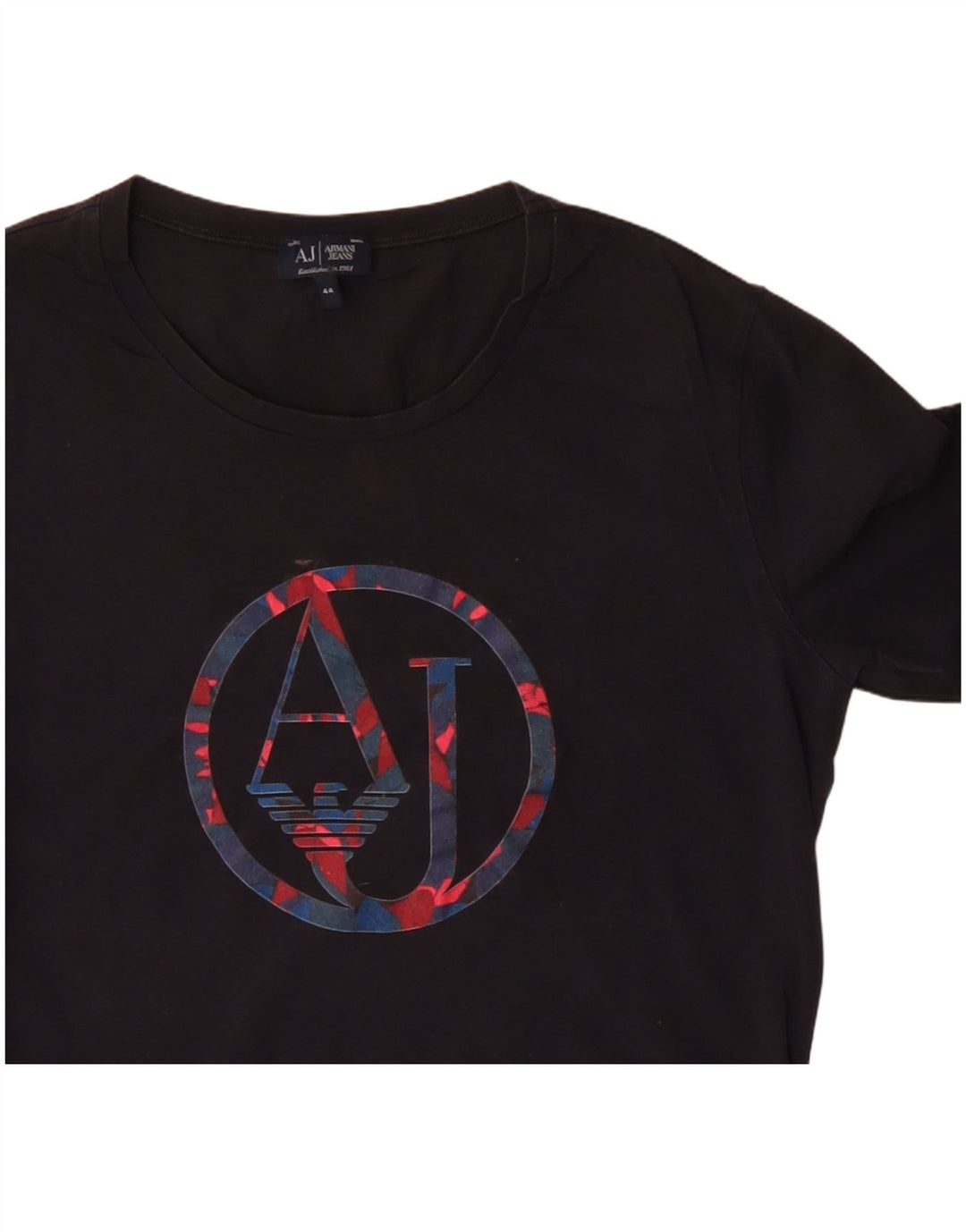 Damski top z grafiką Armani Jeans z długim rękawem IT 44, średni czarny, bawełniany