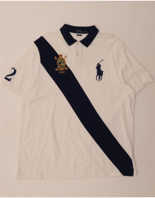 POLO RALPH LAUREN Męska graficzna koszulka polo do rugby XL z białymi blokami kolorów