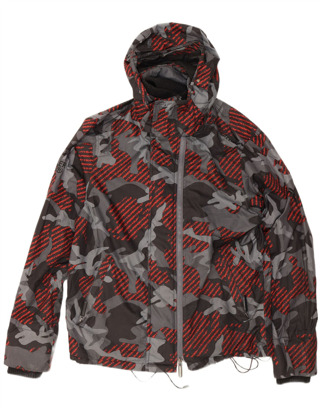 Męska wiatrówka Superdry Graphic Rain Jacket UK 40, duży, szary kamuflaż