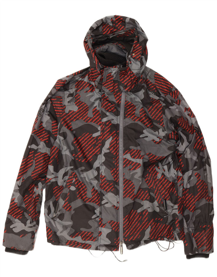Męska wiatrówka Superdry Graphic Rain Jacket UK 40, duży, szary kamuflaż