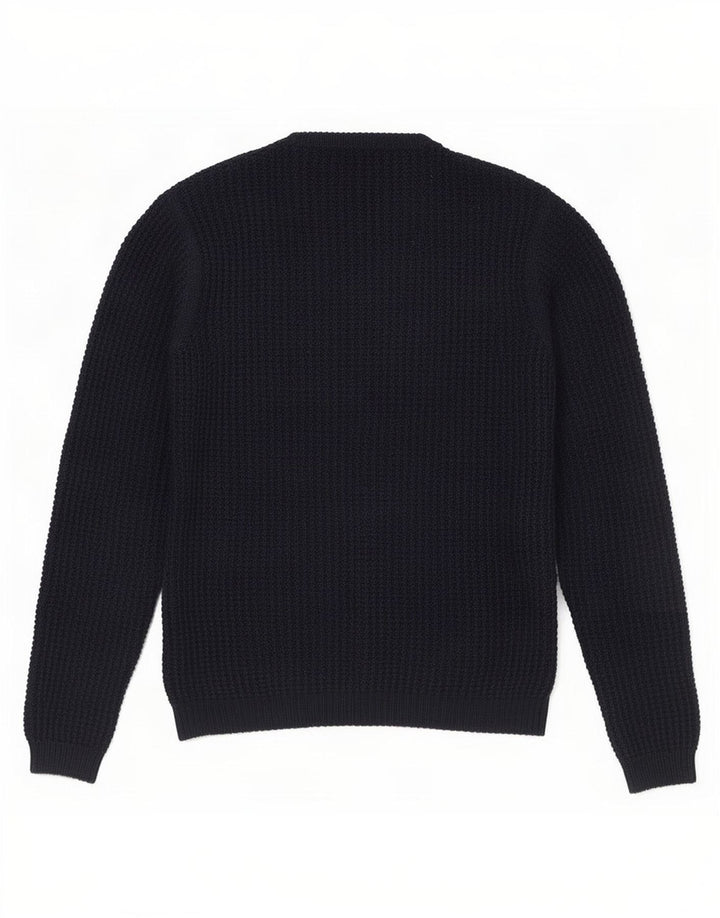 Męski sweter Zara z okrągłym dekoltem, duży, granatowy