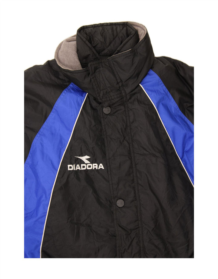Męska kurtka wiatrówka DIADORA UK 46 3XL Czarny poliamid z blokami kolorów