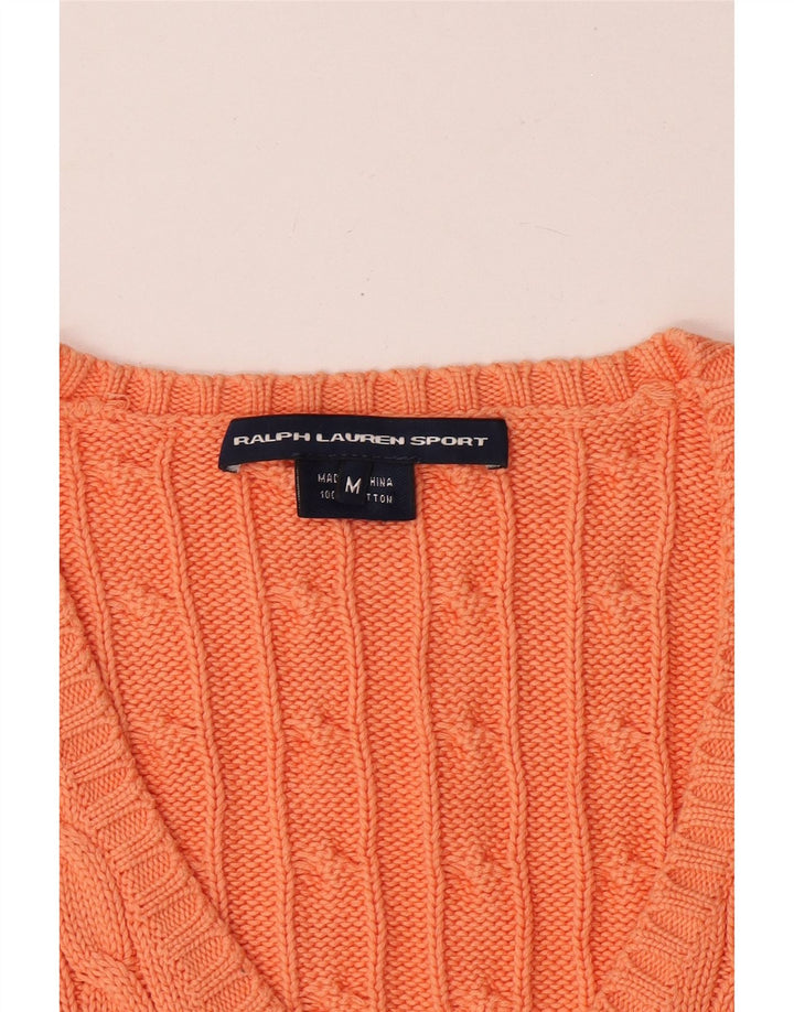 Sweter damski Ralph Lauren z dekoltem w kształcie litery V, UK 12, średni pomarańczowy