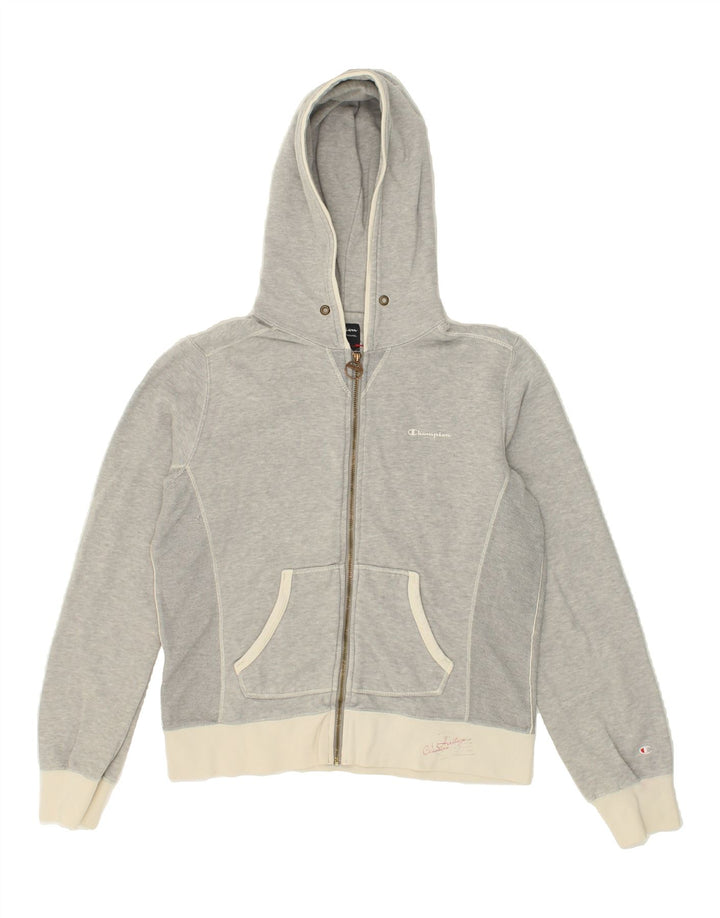 CHAMPION Womens Zip Hoodie Sweater UK 14 Medium Grey Cotton | Vintage Champion | Thrift | Second-Hand Champion | Used Clothing | Messina Hembry 