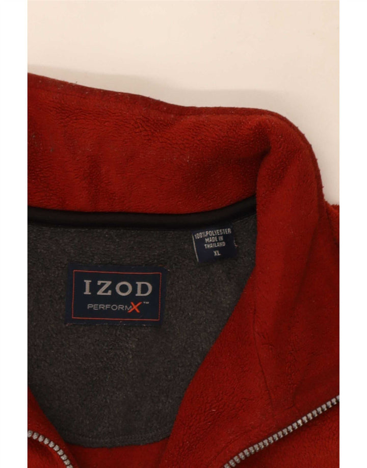 Izod Męski sweter polarowy z zamkiem błyskawicznym XL, czerwony, poliester