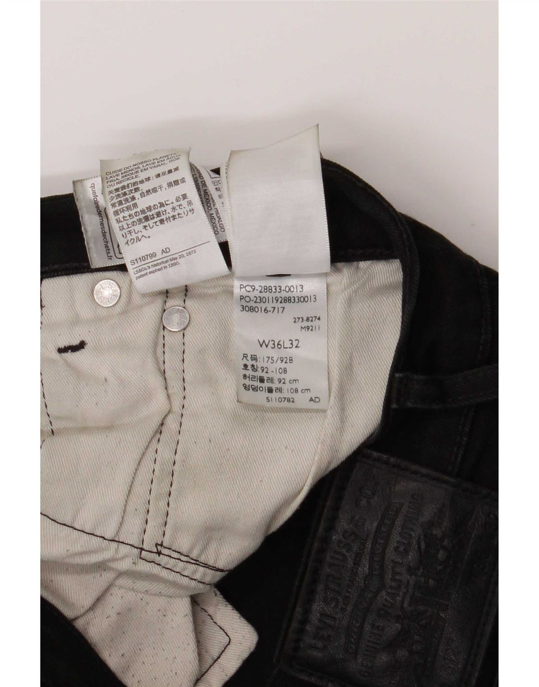 Męskie jeansy Levi's 512 Tapered W36 L32 Czarna bawełna