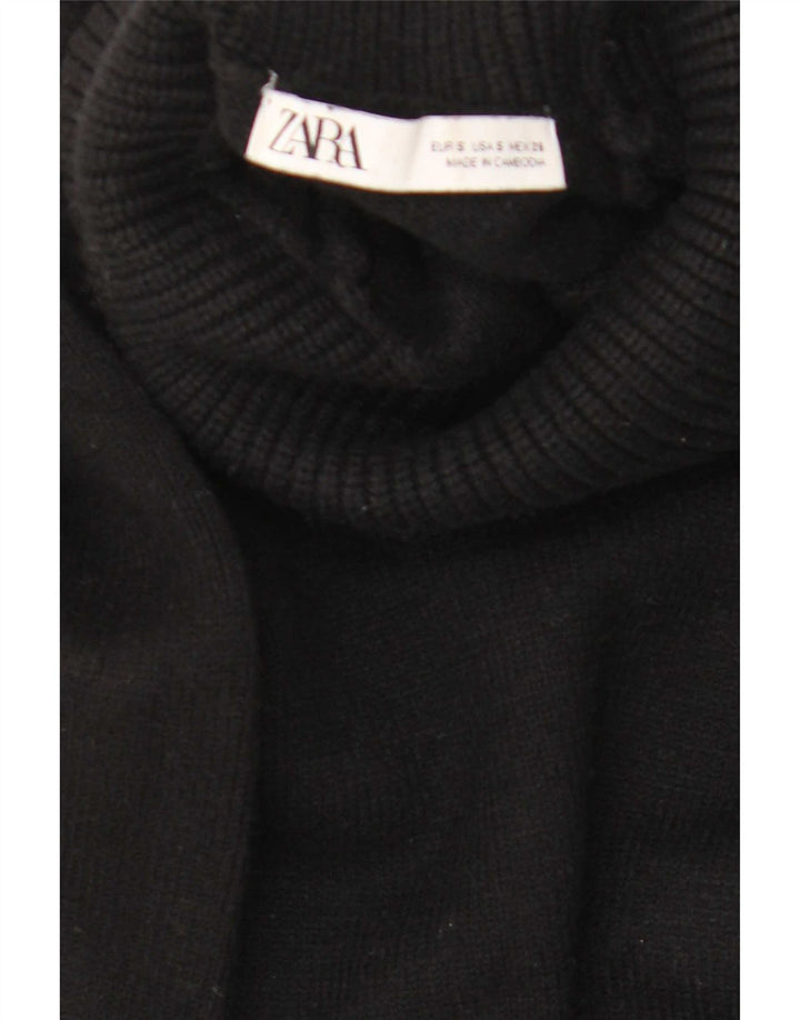 Damski sweter Zara o długim kroju, oversize, z okrągłym dekoltem, UK 10, mały, czarny