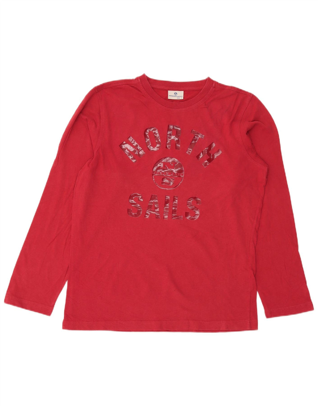 Męski top z grafiką North Sails z długim rękawem, duży, czerwony, bawełniany