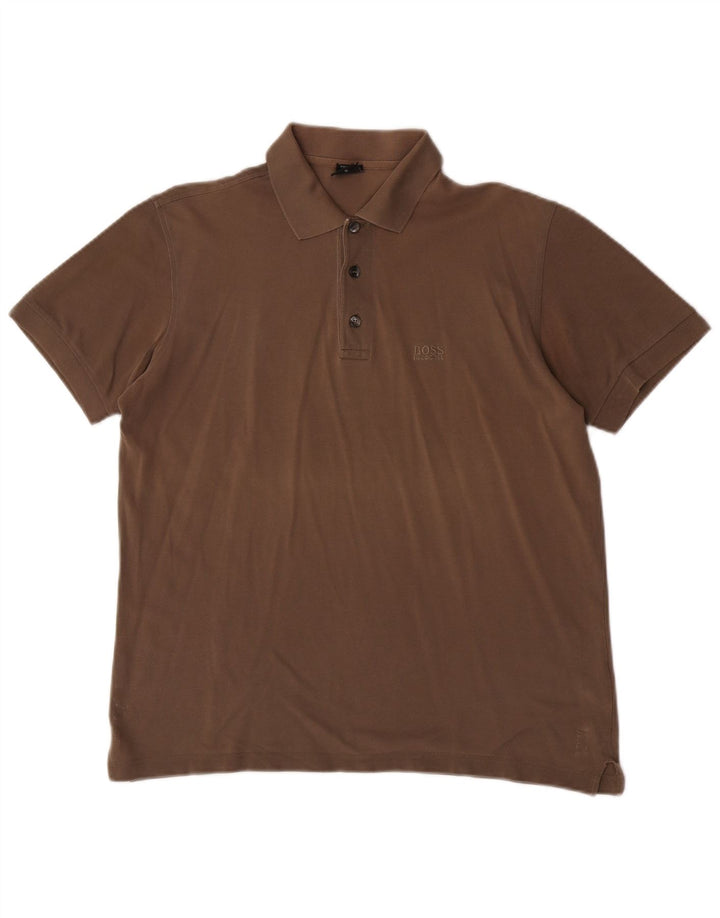 Męska koszulka polo Hugo Boss, mała, brązowa, bawełniana