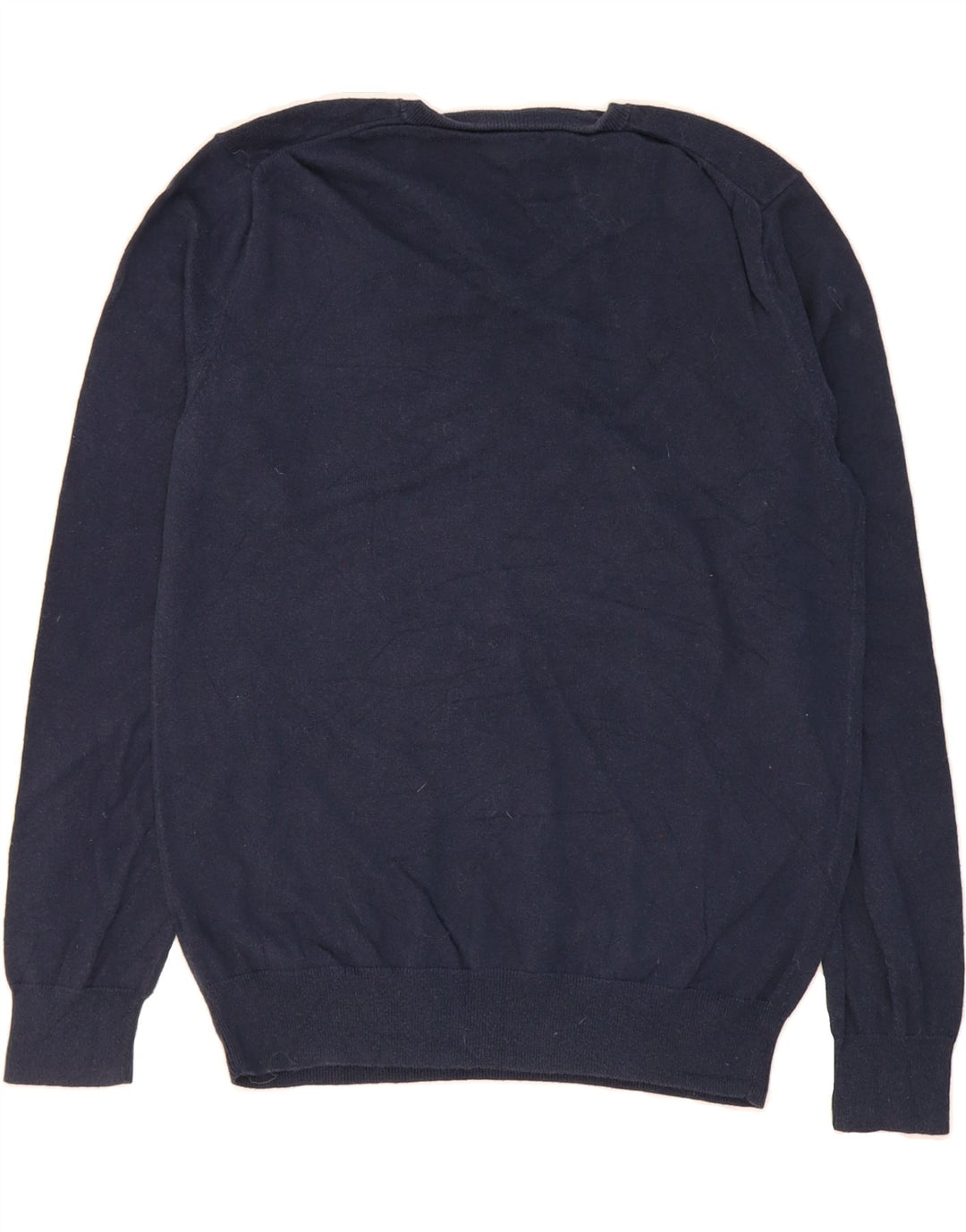 J. CREW Mens V-Neck Jumper Sweater Medium Navy Blue Cotton Vintage J. Crew and Second-Hand J. Crew from Messina Hembry 