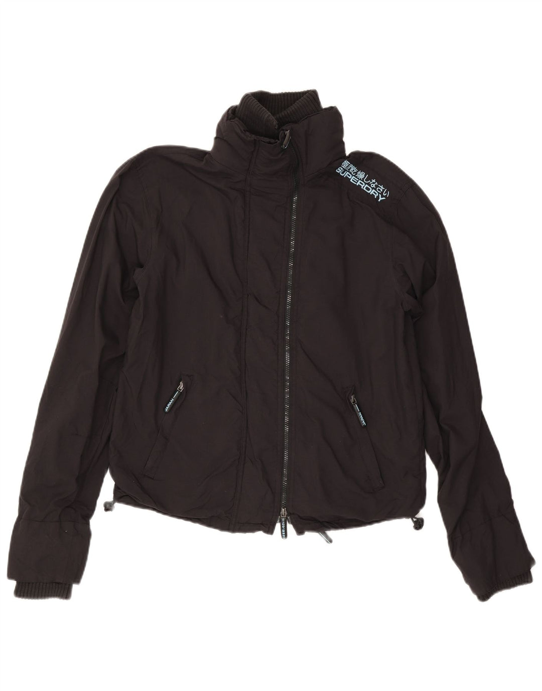 Damska kurtka przeciwdeszczowa Superdry Graphic UK 14, średni czarny nylon