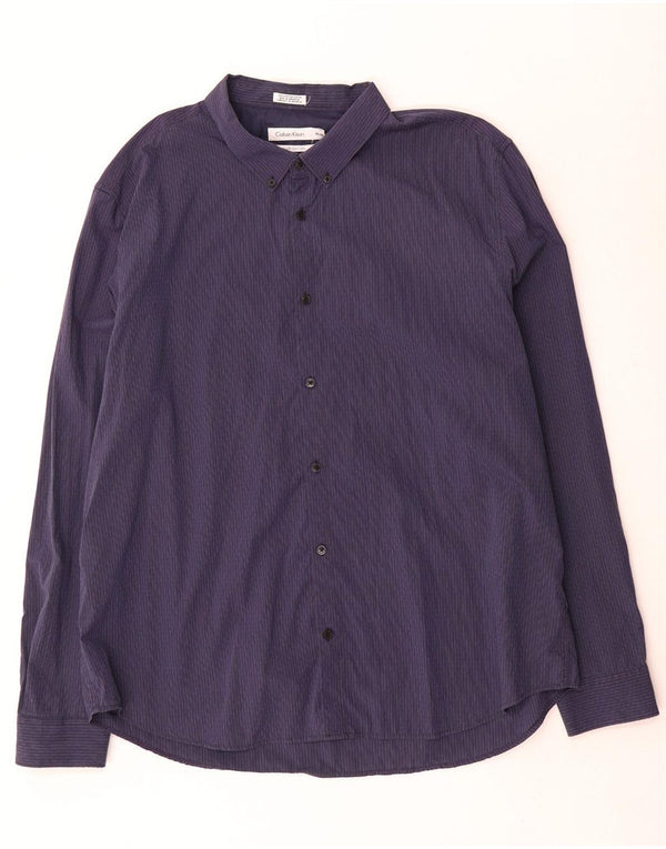 Koszula męska Calvin Klein 2XL, bawełniana, granatowa w prążki