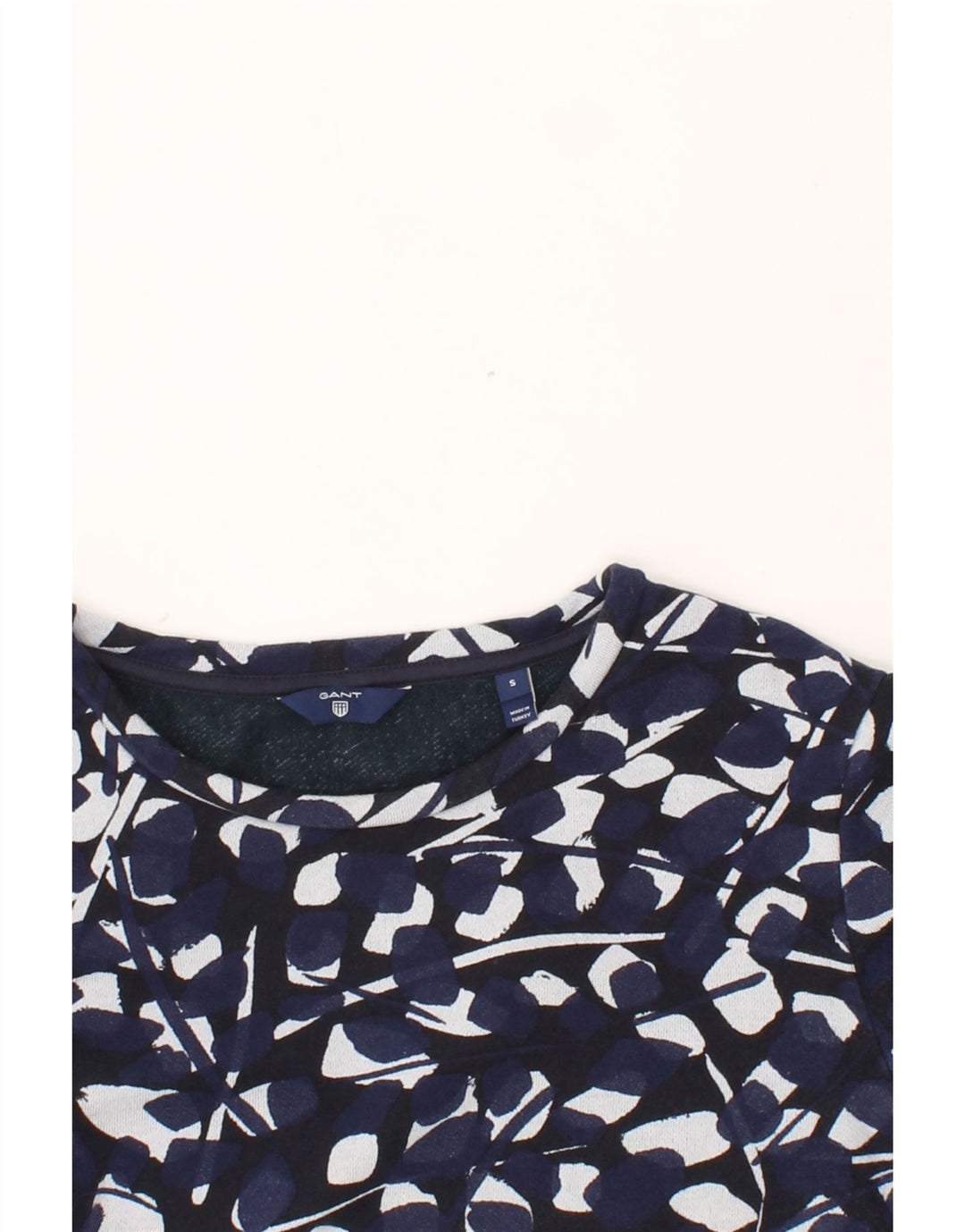 GANT Womens Abstract Pattern Sweatshirt Jumper UK 10 Small Navy Blue Vintage Gant and Second-Hand Gant from Messina Hembry 