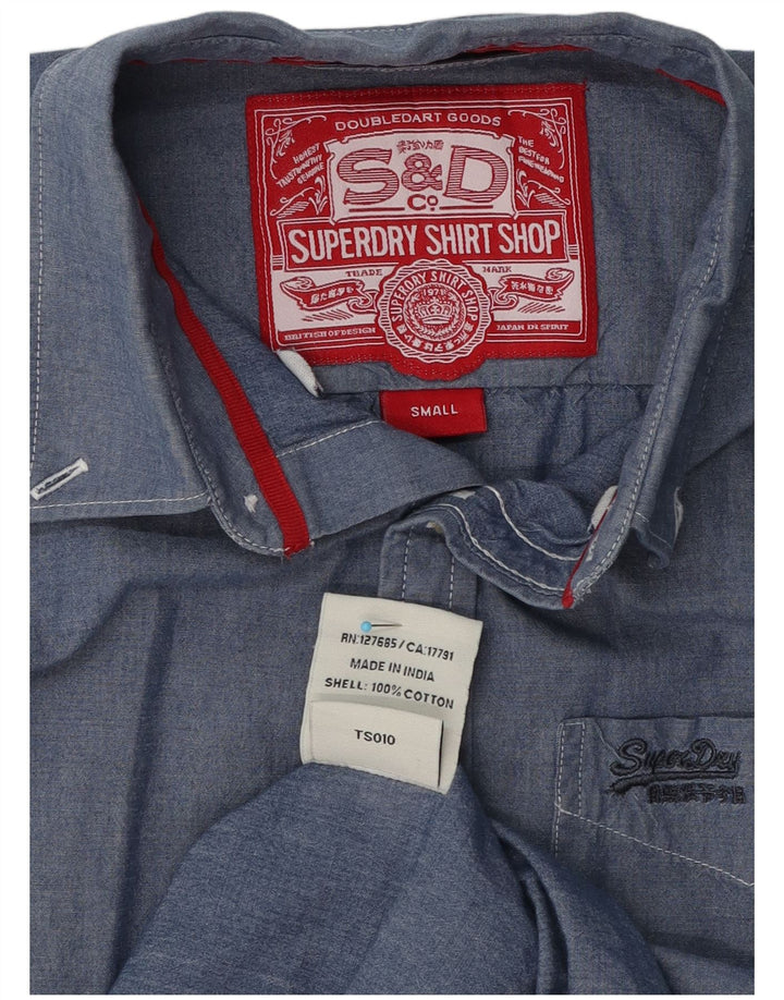 Koszula męska Superdry, mała, niebieska, bawełniana