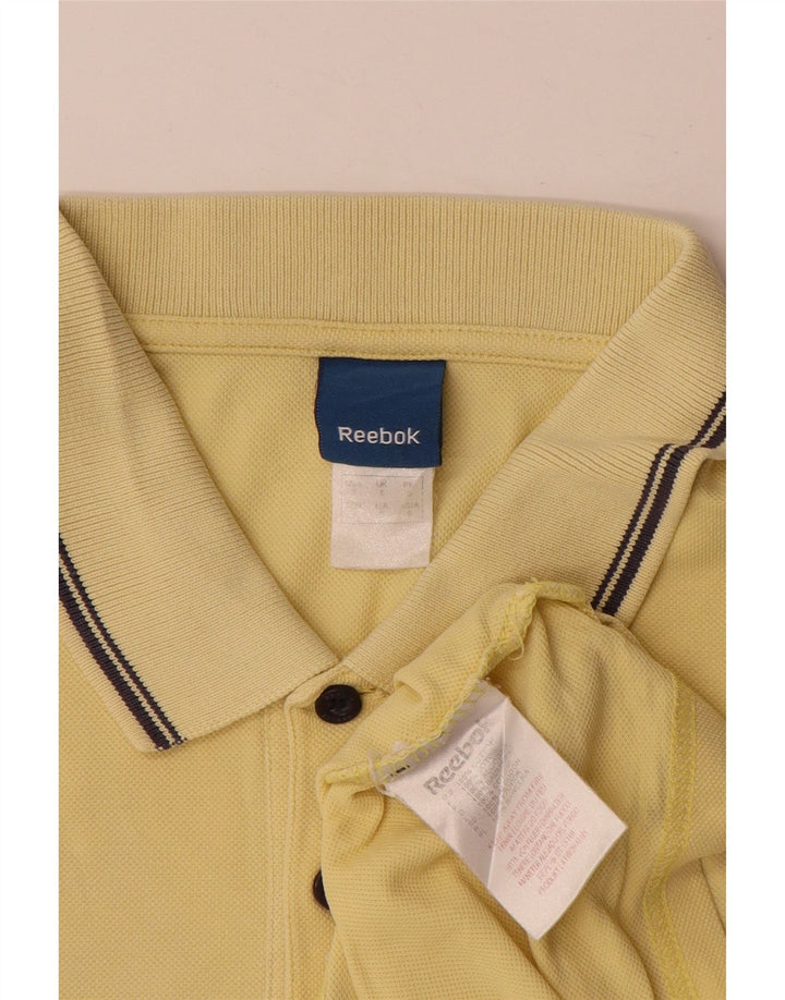 Męska koszulka polo Reebok, mała, żółta, bawełniana w paski