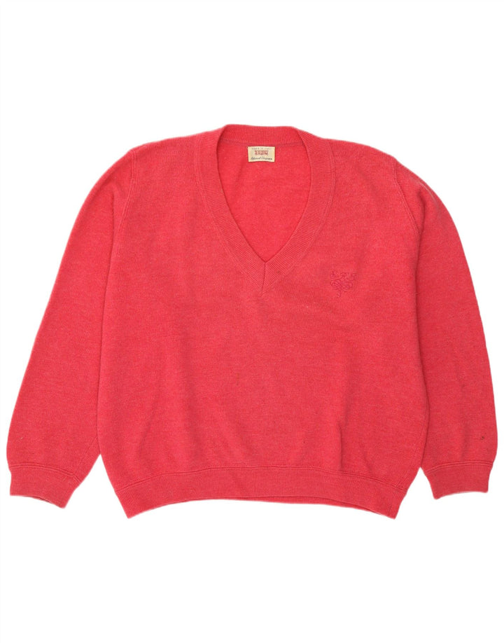 Sweter damski Sisley Oversize z dekoltem w kształcie litery V, UK 14, średni róż