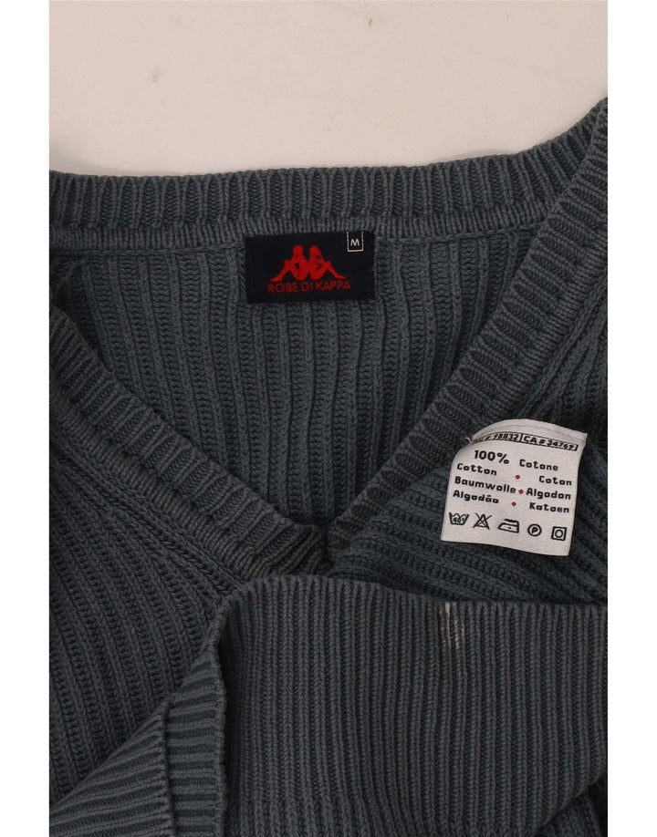 Męski sweter Kappa z dekoltem w szpic, średnioszary, bawełniany
