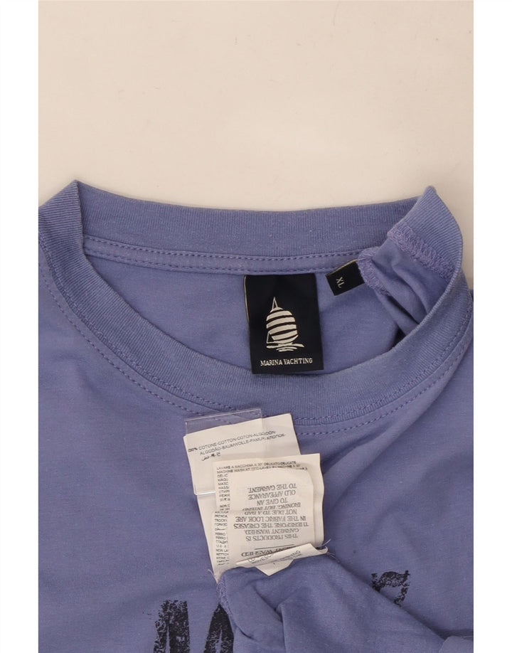 Męska koszulka z grafiką MARINA YACHTING, XL, niebieska, bawełniana