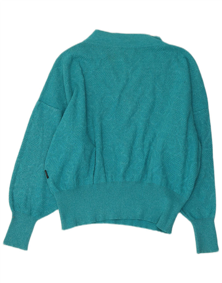 ALMIRA Womens Oversized V-Neck Jumper Sweater UK 16 Large Blue