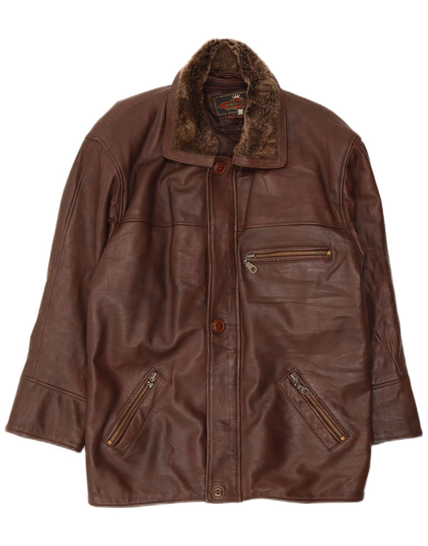 Vintage męska kurtka skórzana UK 44 2XL brązowa skóra