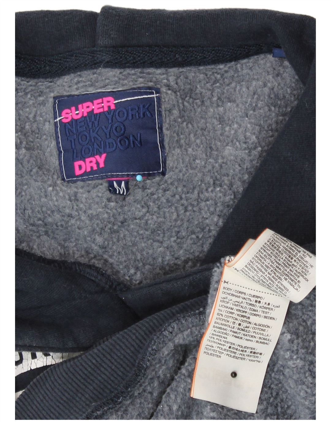 Damski sweter z kapturem Superdry Graphic Oversize UK 14, średni granatowy