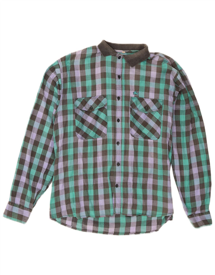 Koszula męska w stylu vintage XL, wielokolorowa bawełniana kratka