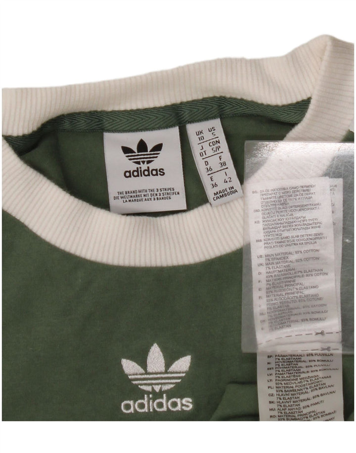 Damski top ADIDAS z długim rękawem, UK 10, mały, zielony, bawełniany