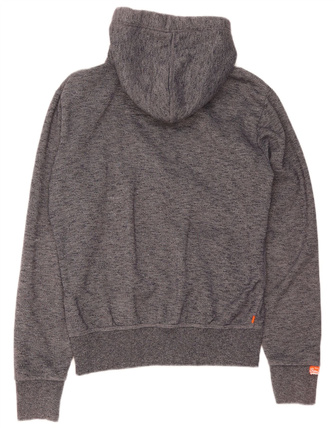 Męski sweter z kapturem i zamkiem Superdry, mały, szary, z bawełny w cętki