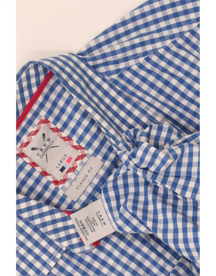 Crew Clothing Męska koszula o klasycznym kroju, duża, niebieska bawełniana kratka