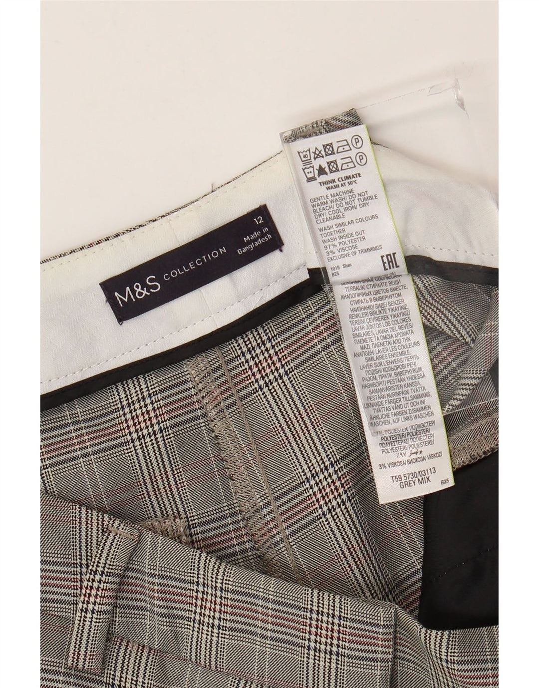 Spodnie Chino damskie Marks & Spencer UK 12 Medium W32 L33 Szare pepitka