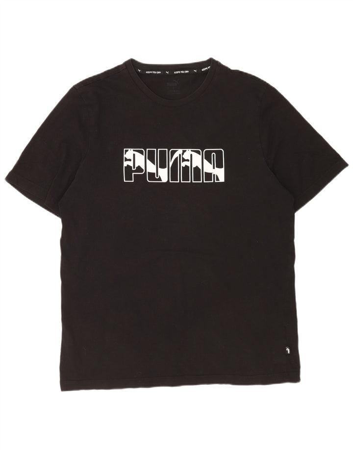 Męski T-shirt z grafiką Puma, duży, czarny, bawełniany