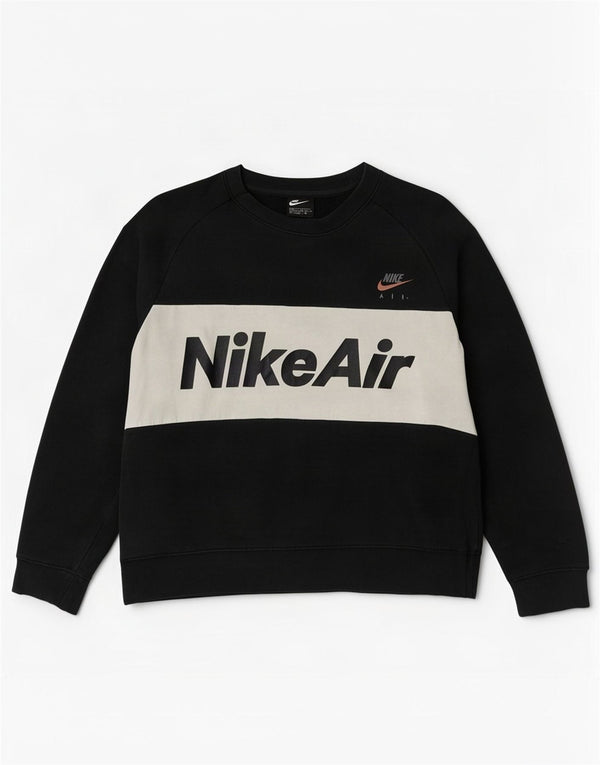 Męska bluza z grafiką Nike, bawełniana, średnia czarna, z blokami kolorów