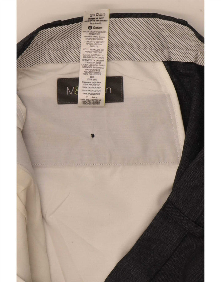 Marks & Spencer Męskie proste spodnie garniturowe W38 L31 Niebieski poliester