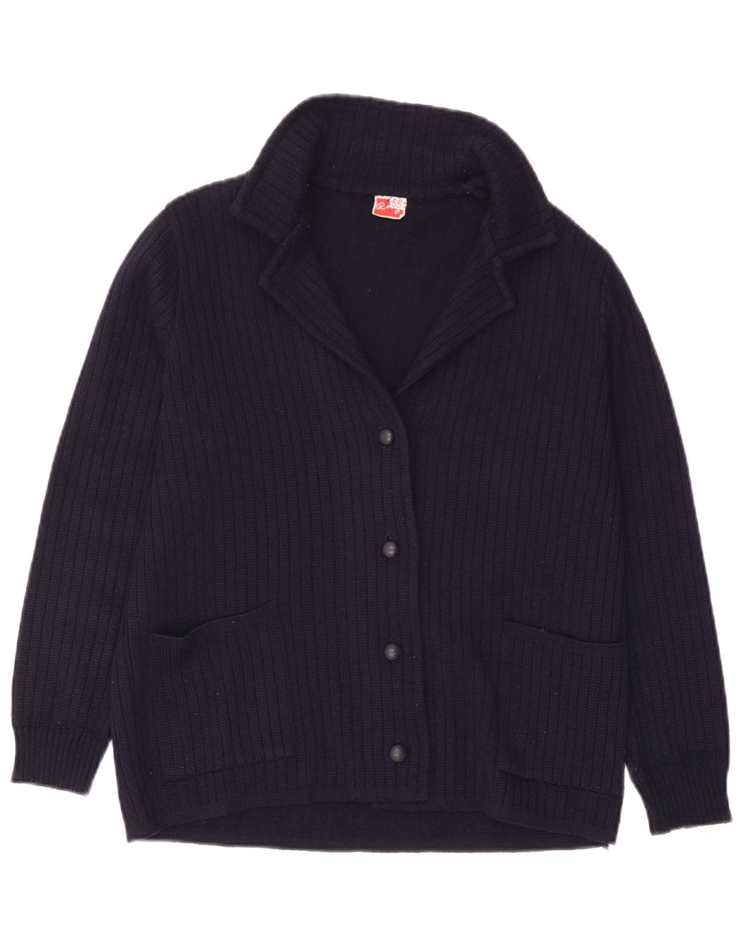 Sweter damski w stylu vintage, UK 14, duży, granatowy, wełniany