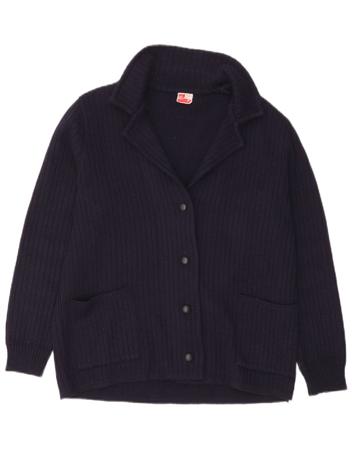 Sweter damski w stylu vintage, UK 14, duży, granatowy, wełniany