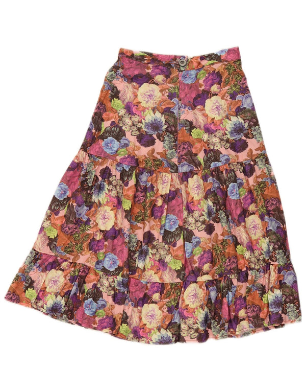 Vintage Womens Tiered Skirt W24 XS Multicoloured Floral