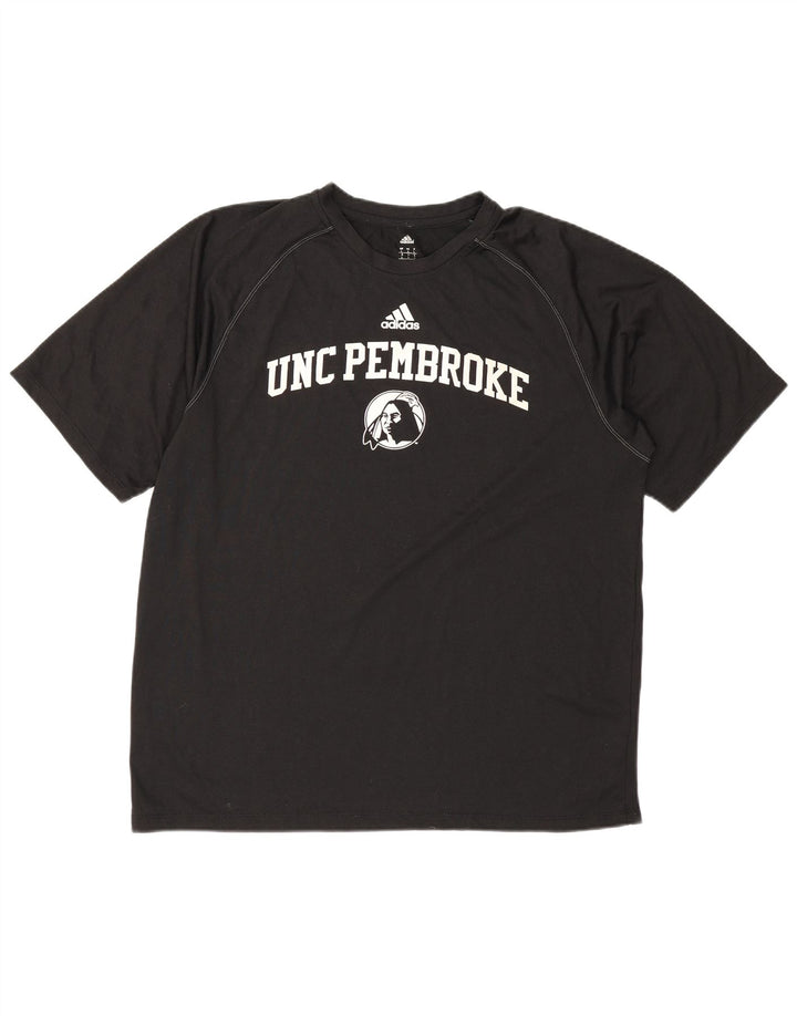 Męska koszulka z grafiką Adidas UNC Pembroke, duża, czarna, poliestrowa