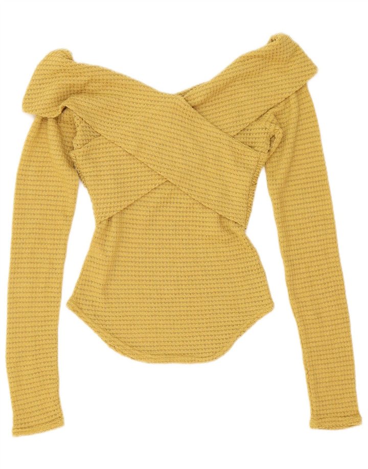 Damski top Free People z długim rękawem, UK 6 XS, żółty poliester