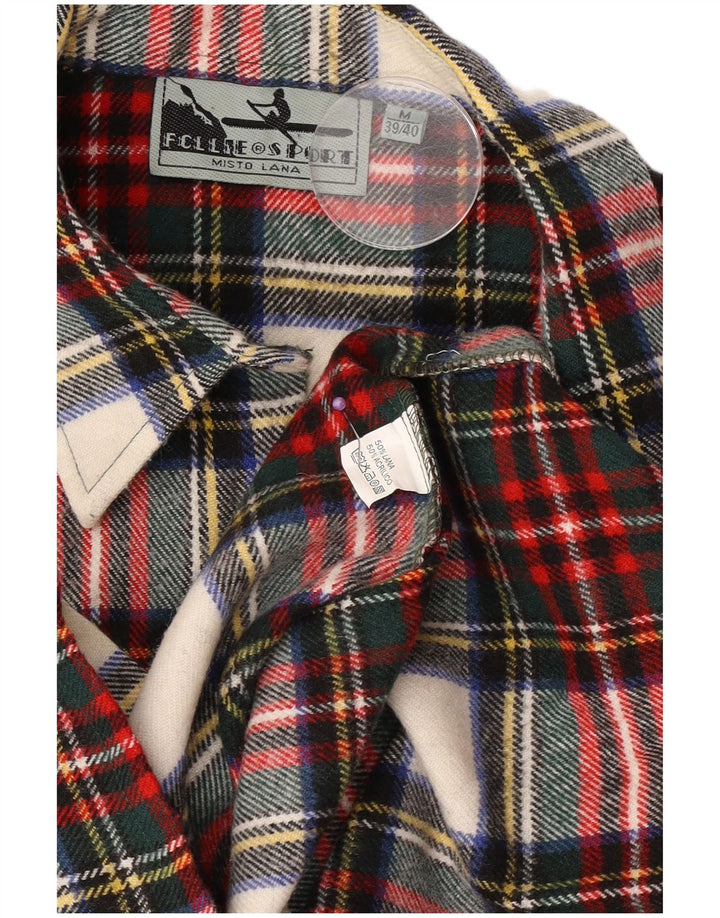 Męska koszula flanelowa w stylu vintage, rozmiar 39/40, wełniana w czerwoną kratę
