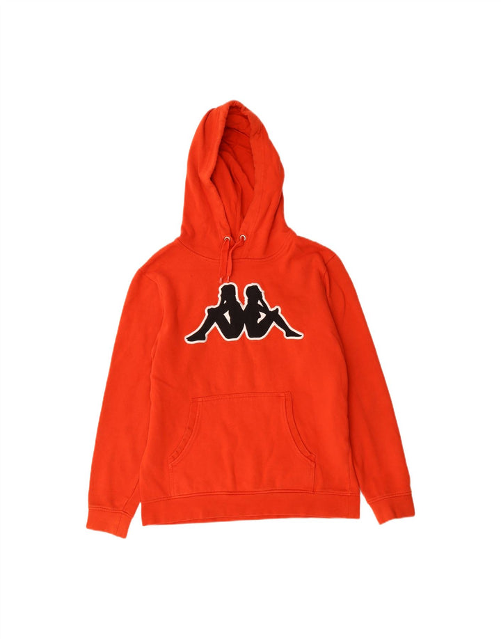 KAPPA Mens Graphic Hoodie Jumper Small Orange Cotton