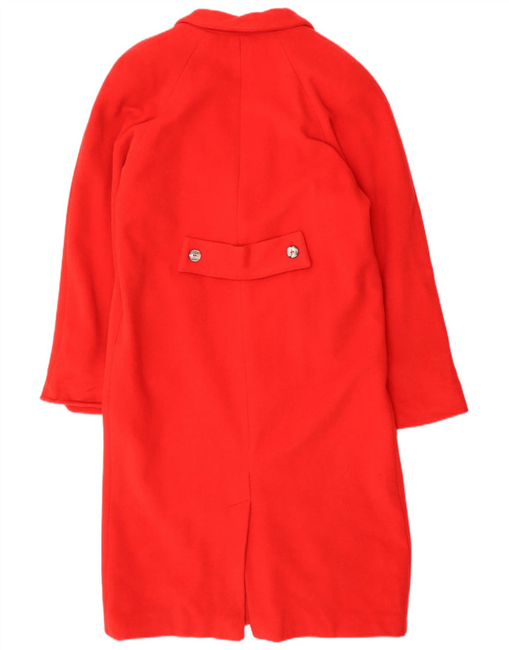 Vintage damski płaszcz oversize UK 14, średni czerwony wełniany