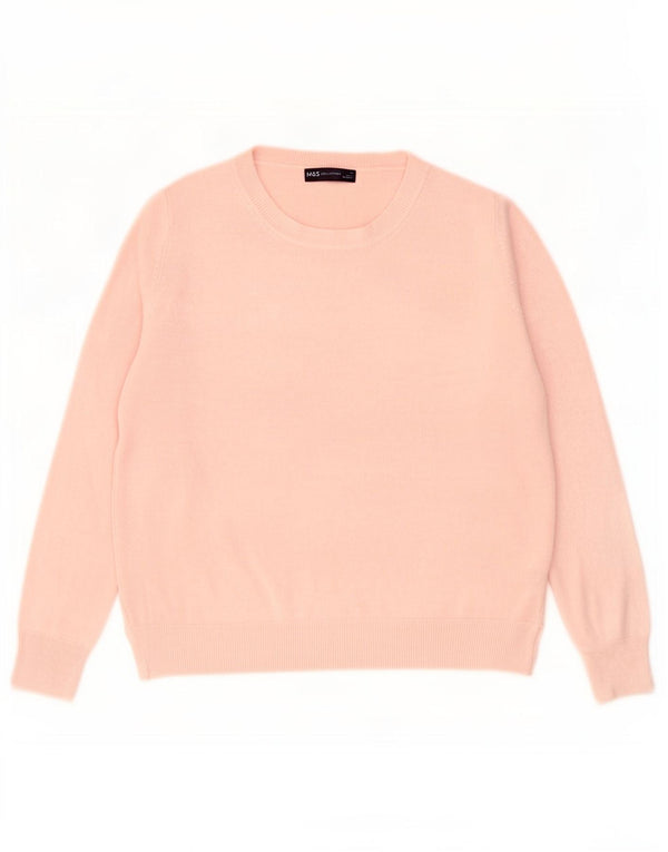 Marks & Spencer Damski sweter z dekoltem w łódkę UK 16, duży, różowy, akrylowy