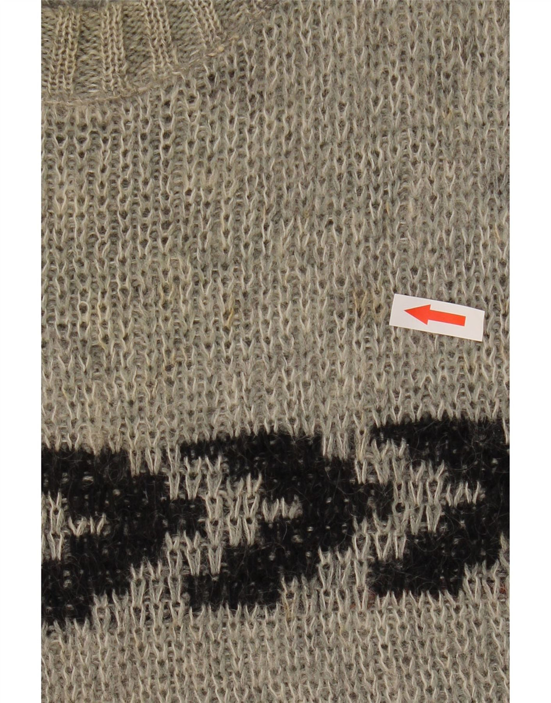 Vintage męski sweter z okrągłym dekoltem, rozmiar 40, średnie szare paski